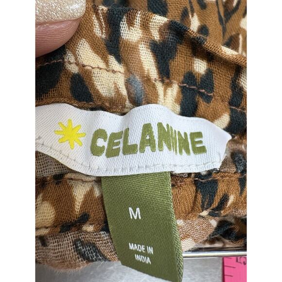 Anthropologie Celandine Brown Motif Tiered Ruffle Shorts M Cotton NWT - Picture 3 of 7